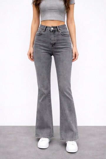 Gri İspanyol Paça Jean