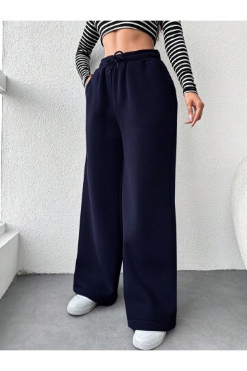 İki İplik Şardonlu Eşofman Altı Lacivert