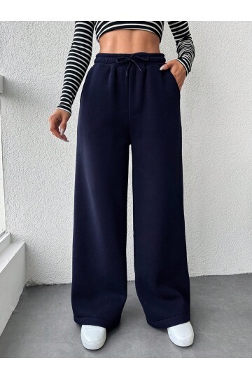 İki İplik Şardonlu Eşofman Altı Lacivert