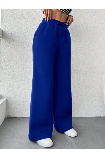 İki İplik Şardonlu Eşofman Altı Saks