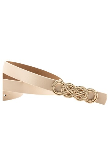 İkili Düğüm Tokalı Bej Kadın Kemer