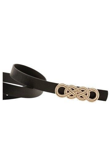 İkili Düğüm Tokalı İkili Siyah_Taba Kadın Kemer