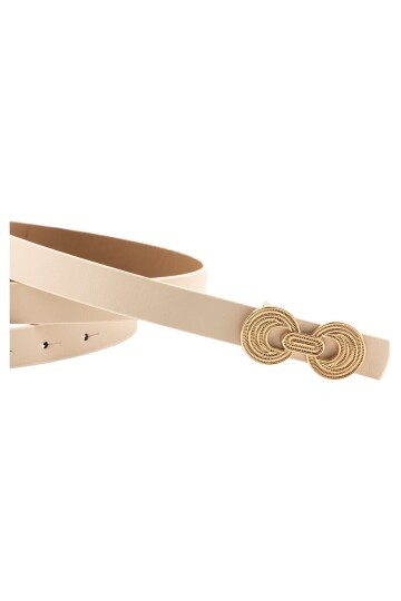 İnce Düğüm Tokalı İkili Kahverengi_Bej Kadın Kemeri