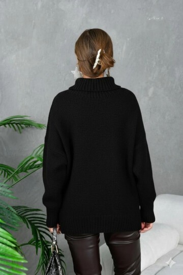 Kadın Balıkçı Yaka Kaşkorse Oversize Triko Tunik