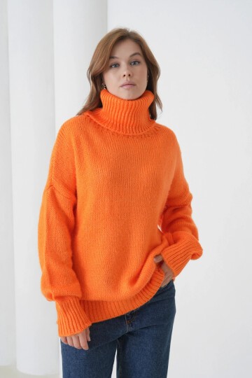 Kadın Balıkçı Yaka Kaşkorse Oversize Triko Tunik