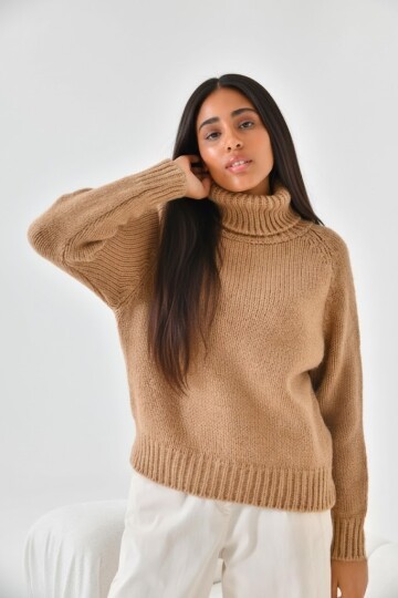 Kadın Balıkçı Yaka Kaşkorse Triko Kazak