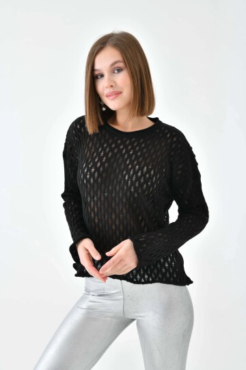 Kadın Bisiklet Yaka Örgü Detay Triko Kazak