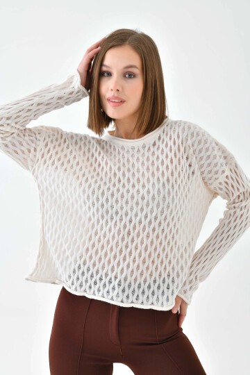 Kadın Bisiklet Yaka Örgü Detay Triko Kazak