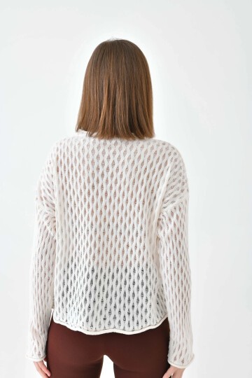 Kadın Bisiklet Yaka Örgü Detay Triko Kazak