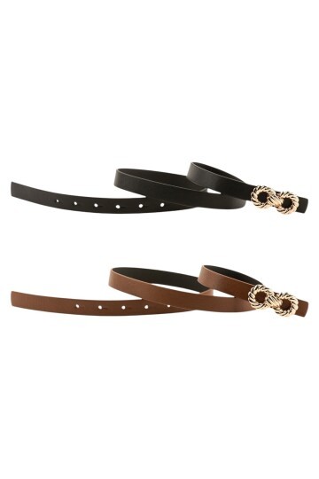 Kadın Çift Halka Tokalı Siyah_Taba Kemer