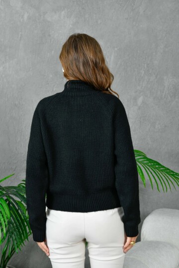 Kadın Fermuarlı Yaka Selanik Örgü Triko Kazak