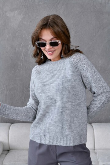 Kadın Fitilli Bisiklet Yaka Ajurlu Triko Kazak