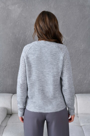 Kadın Fitilli Bisiklet Yaka Ajurlu Triko Kazak