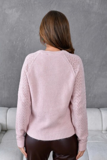 Kadın Fitilli Bisiklet Yaka Ajurlu Triko Kazak