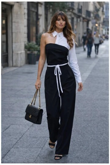 Kadın Gömlek Detay Takım Siyah