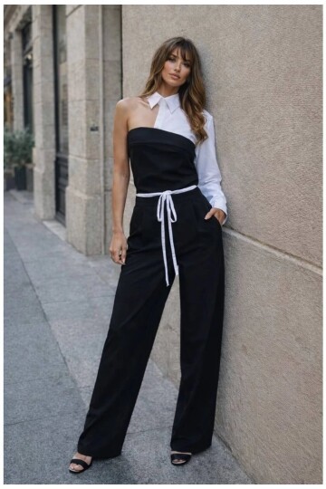 Kadın Gömlek Detay Takım Siyah