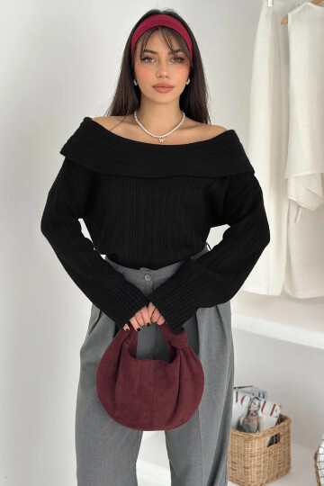 Kadın Madonna Yaka Triko