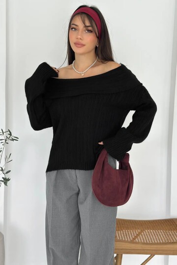 Kadın Madonna Yaka Triko