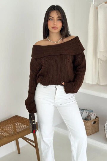 Kadın Madonna Yaka Triko