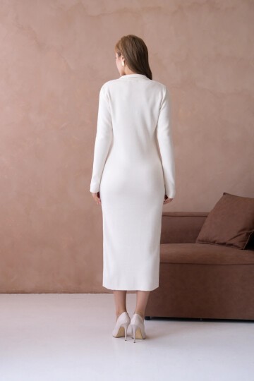 Kadın Polo Yaka Yamuşak Dokulu Maksi Boy Triko Elbise