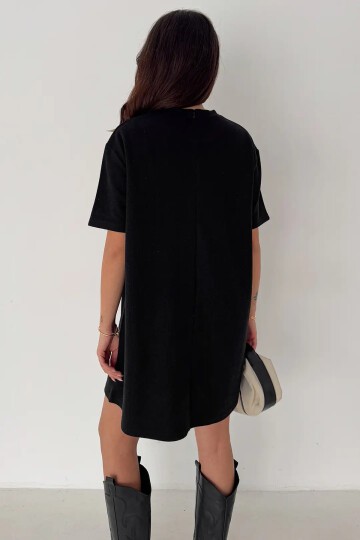 Kadın Rahat Kesim Soft Kısa Elbise Siyah