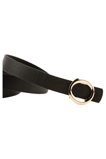 Kalın Halka Tokalı Siyah Kadın Kemeri