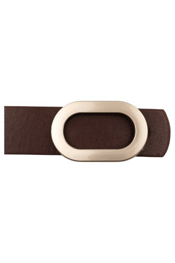 Kalın Oval Tokalı Kahverengi Kadın Kemeri