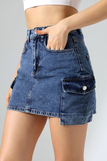 Kargo Cep Detay Mini Kot Etek