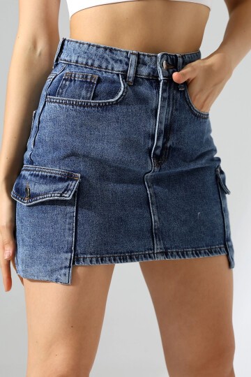 Kargo Cep Detay Mini Kot Etek