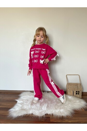 Kız Çocuk Baskılı 2 iplik Alt Üst Eşofman Takımı