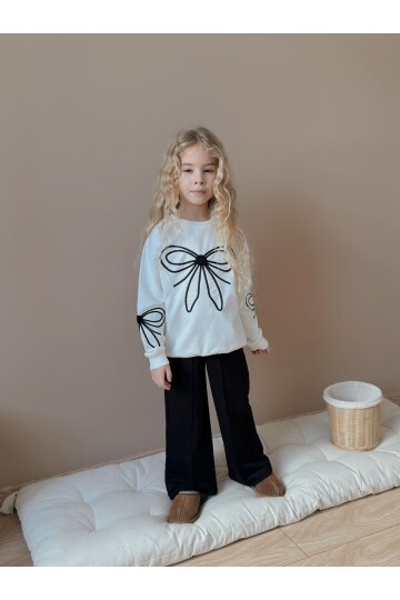 Kız Çocuk Fiyonk Detaylı Alt Üst Takım