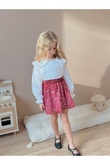 Kız Çocuk Gömlek Etek Alt Üst Takım