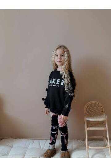 Kız Çocuk İki İplik Likralı Üst Alt Eşofman Takım Siyah