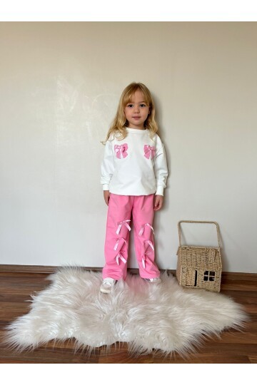 Kız Çocuk Kurdela Detay Eşofman Alt Üst Takım