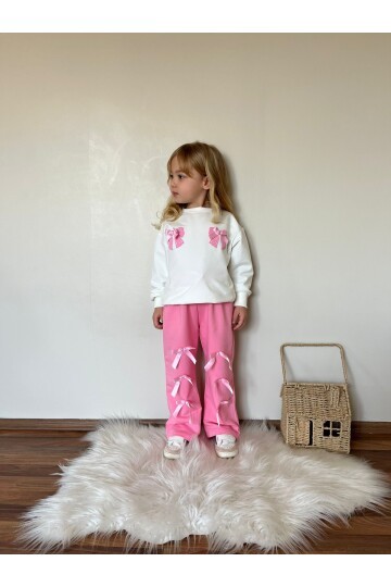 Kız Çocuk Kurdela Detay Eşofman Alt Üst Takım