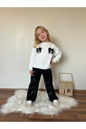 Kız Çocuk Kurdela Detay Eşofman Alt Üst Takım