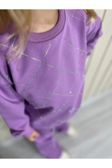 Kız Çocuk Mor Alt Üst Eşofman Takım