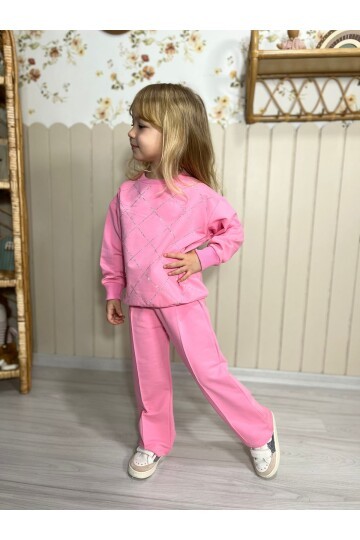 Kız Çocuk Pembe Alt Üst Eşofman Takım