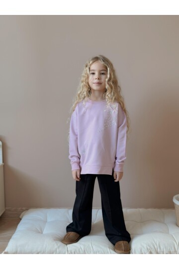 Kız Çocuk Yıldız Taş Baskılı Beyaz Eşofman Takımı