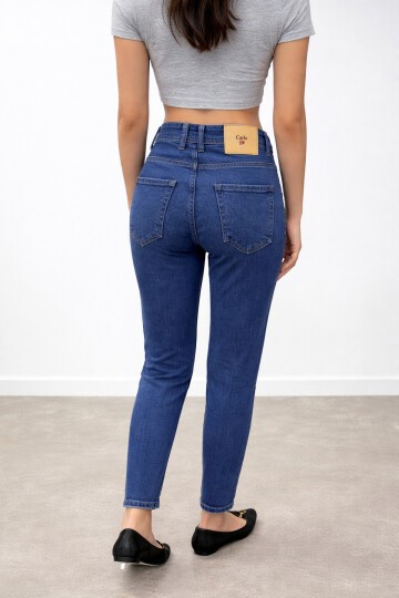 Koyu Lacivert Esnek Dar Jean