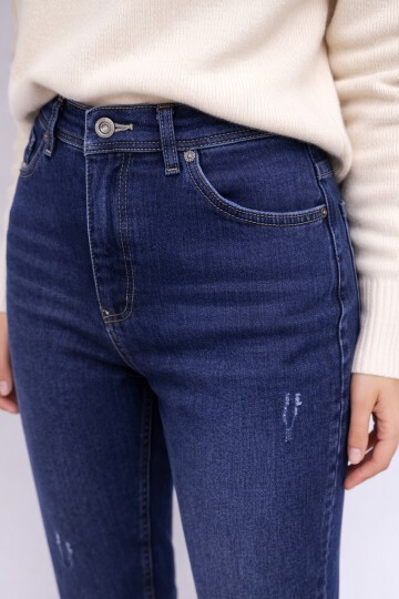 Koyu Lacivert Esnek Jean
