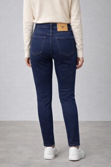 Lacivert Esnek Dar Paça Jean