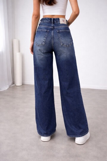 Lacivert Geniş Paça Jean