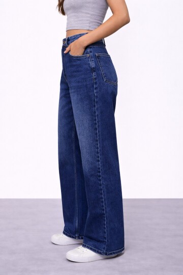 Lacivert İspanyol Paça Jean