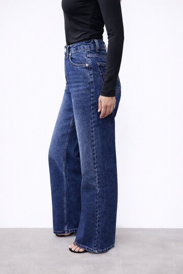 Lacivert İspanyol Paça Kadın Jean