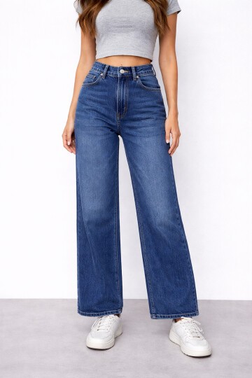 Lacivert Wide Leg Jean