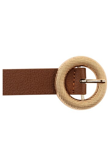 Mozaik Yuvarlak Tokalı İkili Set Siyah_Taba Kadın Kemeri