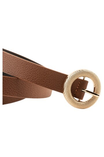 Mozaik Yuvarlak Tokalı Taba Kadın Kemeri