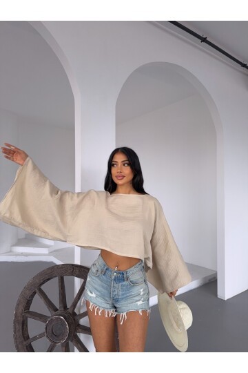 Müslin Keten Bluz Bej