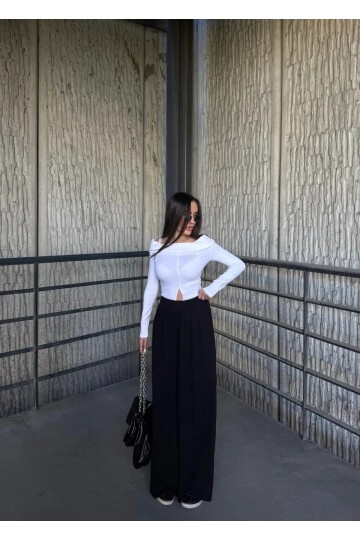 Pile Detaylı İspanyol Paça Oysho Kumaş Pantolon